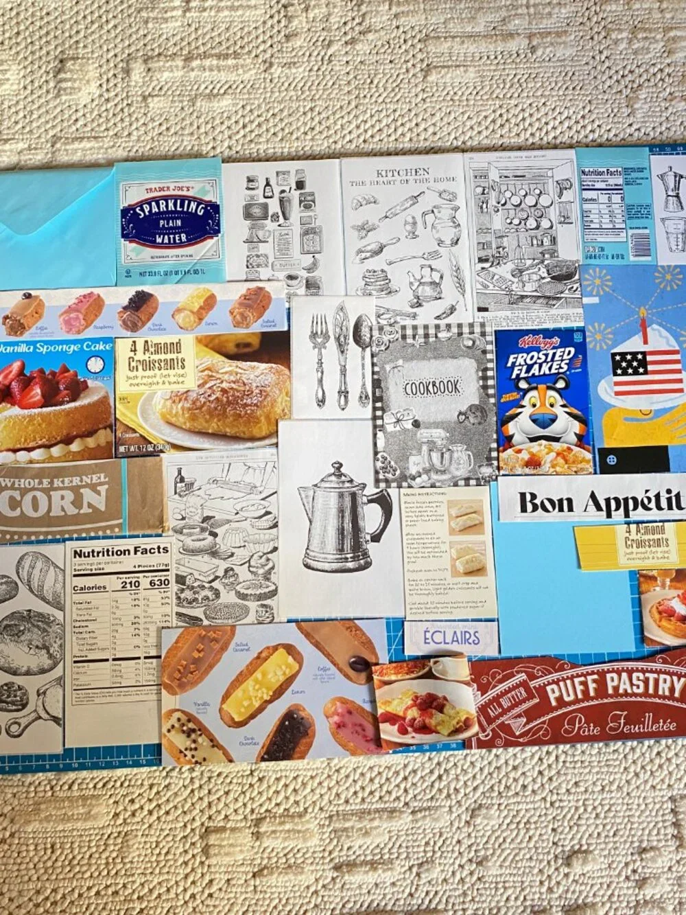Foodie Junk Journal Kit – Curated Ephemera Pack - Blue